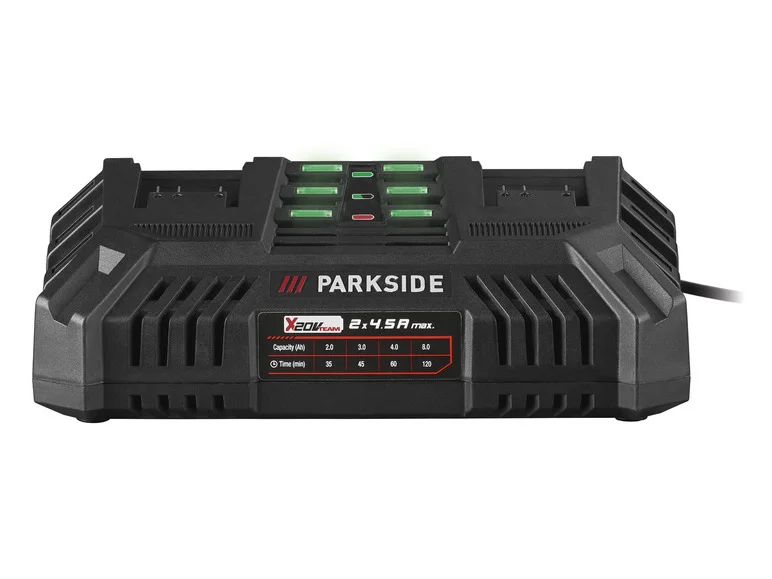 PARKSIDE® Chargeur de batterie double PDSLG 20 B1. 2 x 4.5 A. 20 V