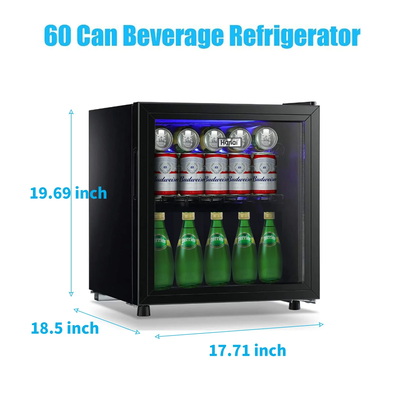 62-Can Beverage Cooler and Refrigerator, Small Mini Fridge for Home, Office or Bar with Glass Door and Adjustable Removable Shelves��Perfect for Soda Beer or Wine, Stainless Steel, 1.6 Cu.Ft.