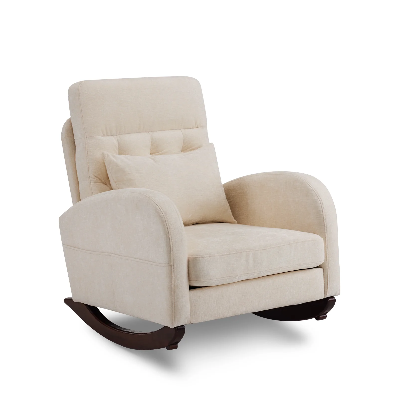 Ktaxon Rocking Accent Chair Glider Reading Chair Comfy Teddy Velvet Upholstered Single Sofa Rocker for Living Room, Nursery, Bedroom Beige