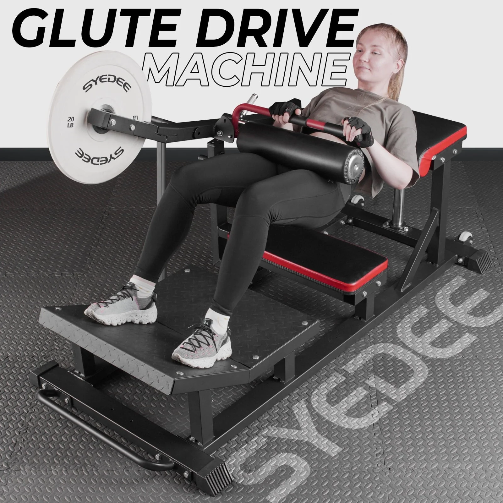 syedee Glute Bridge Machine, Heavy Duty Plate-Loaded Hip Thrust Machine, Glute Drive Machine for Glute Muscles Shaping(Red)