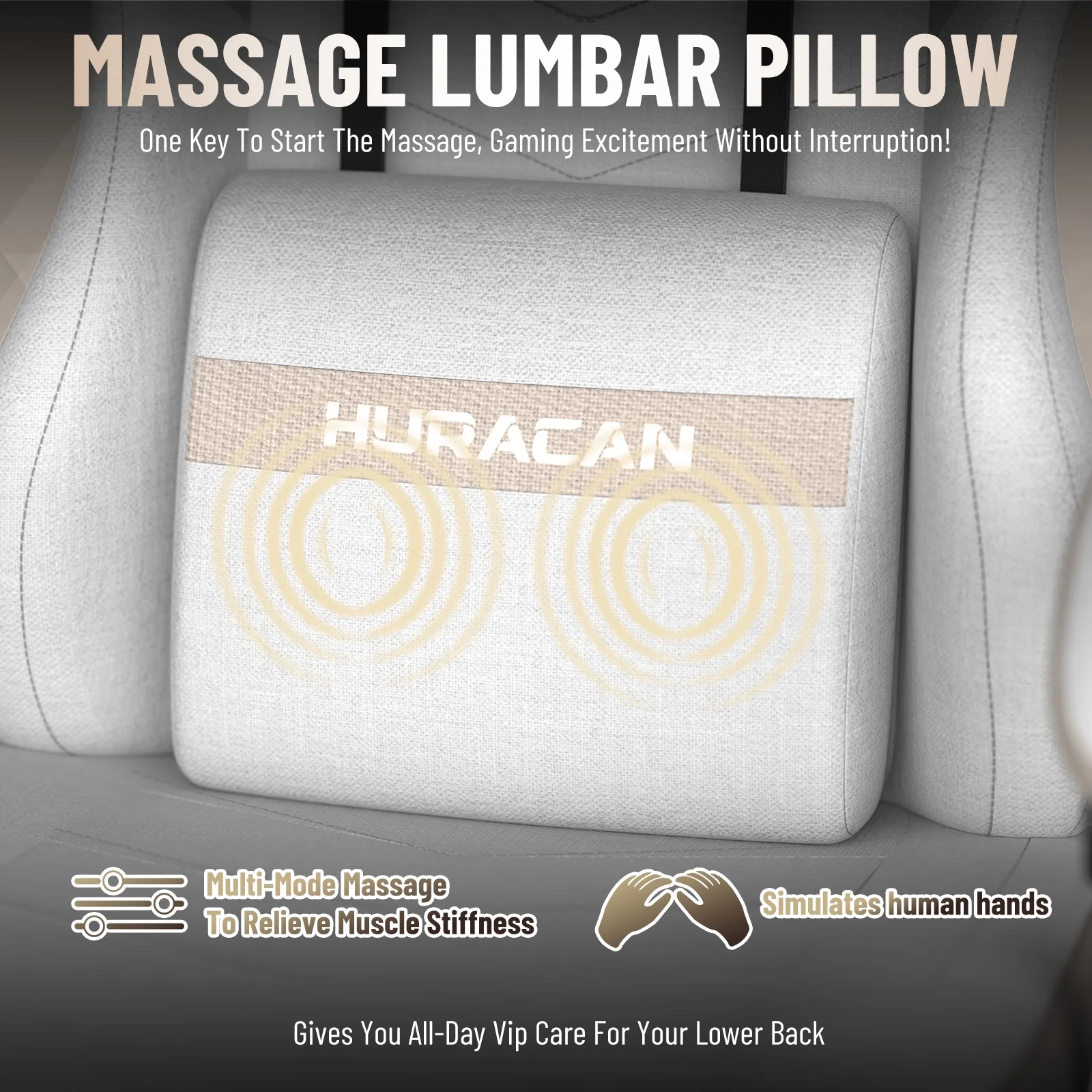 SOONTRANS Gaming Chair for Adults, Ergonomic Linen Fabric Computer Chair with Massage Lumbar Pillow, Gamer Game Chair with Adjustable Headrest, Comfortable Office Chair for Home, White