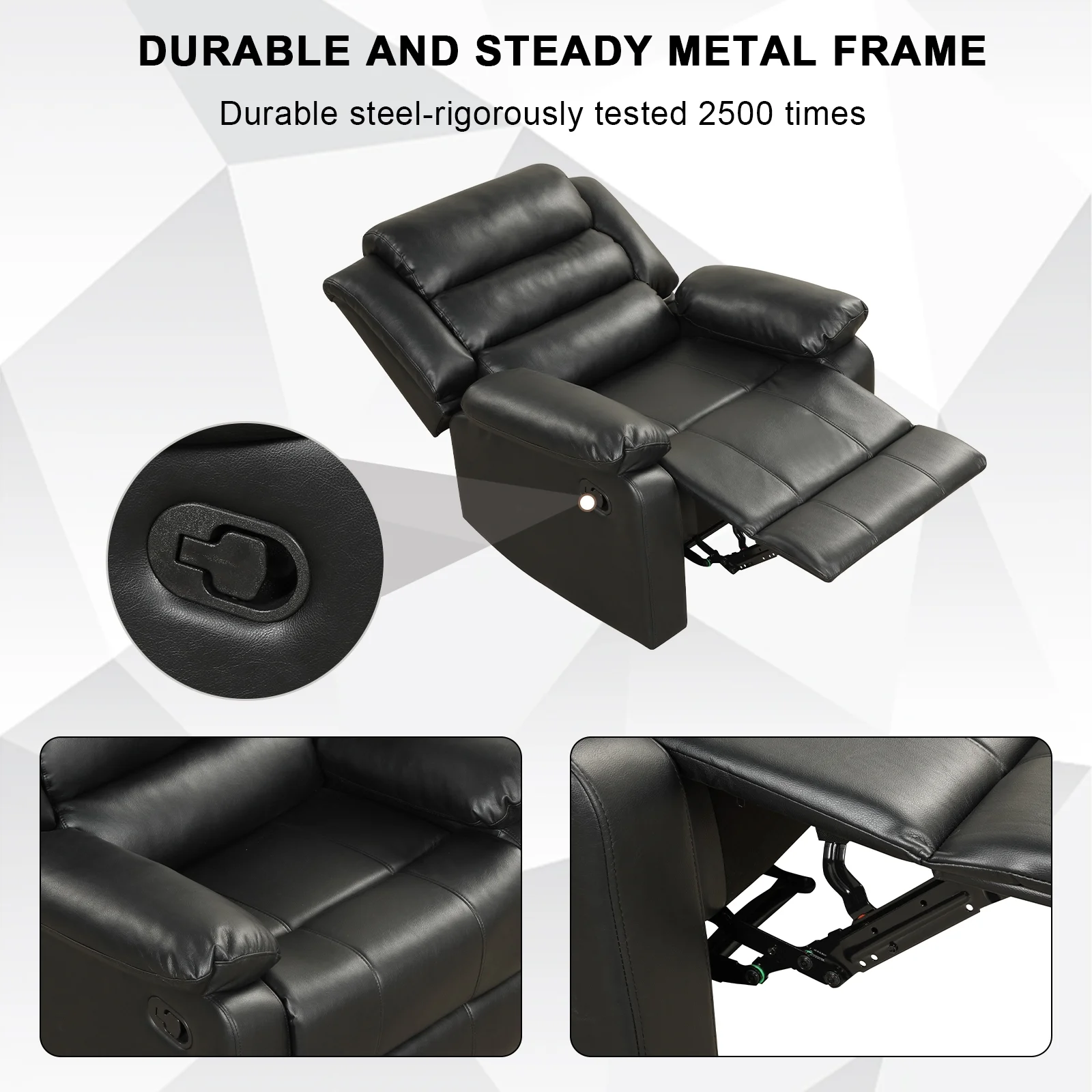 Bonzy Home Recliner Chairs for Living Room Overstuffed Breathable Fabric Reclining Chair Manual Sofa Brown