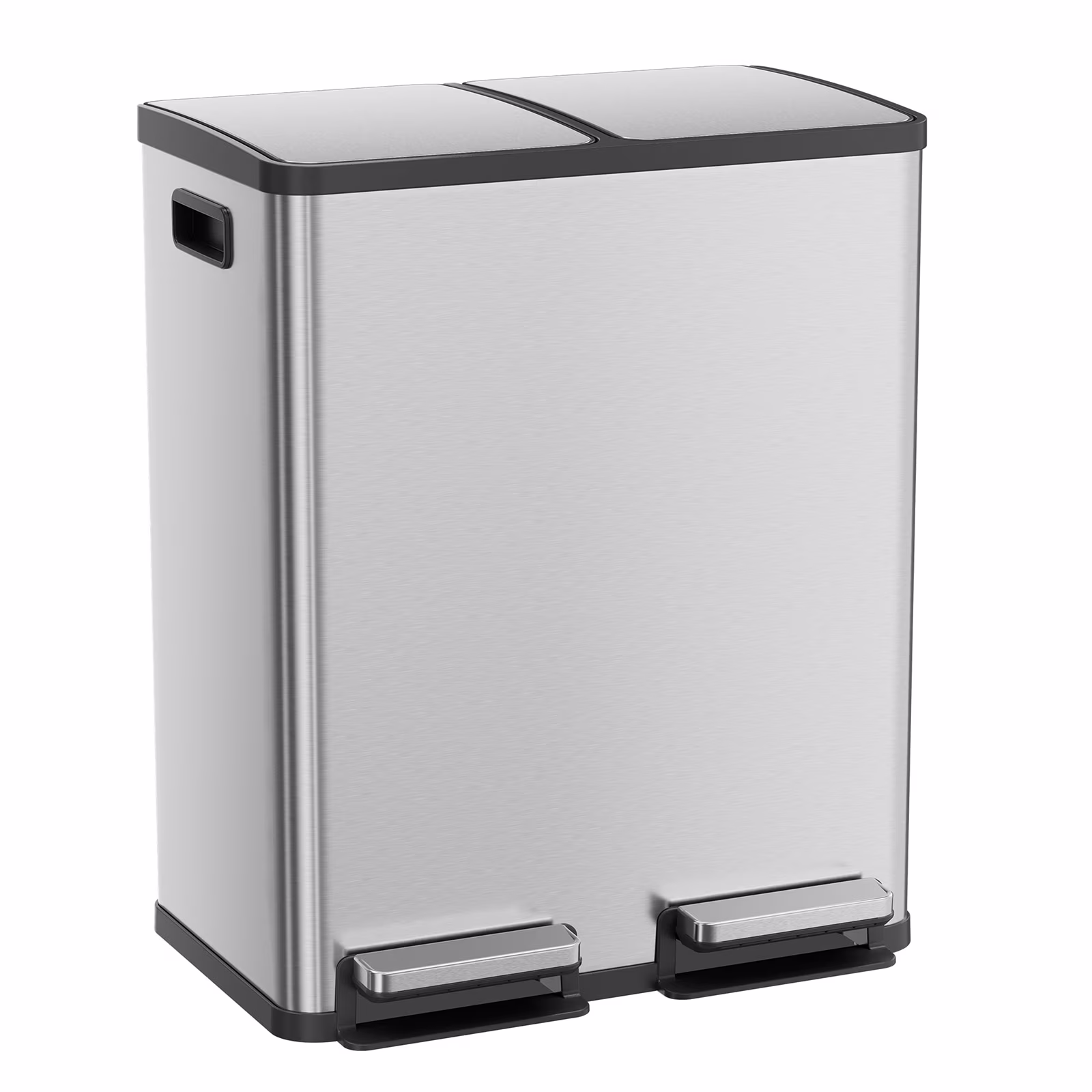 GIANNA Kitchen Trash Can with Soft-Close Foot Pedal, 60 Liter Large Stainless Waste Bin, For Home Kitchen Office, Silver