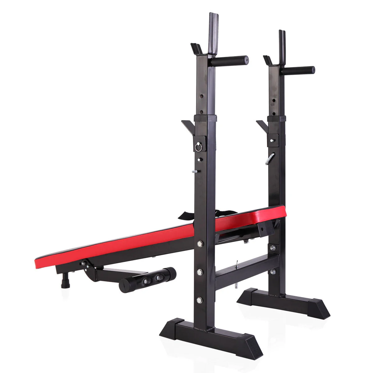 Kepooman Adjustable Folding Fitness Barbell Rack & Weight Bench Set for Home Gym, Strength Training