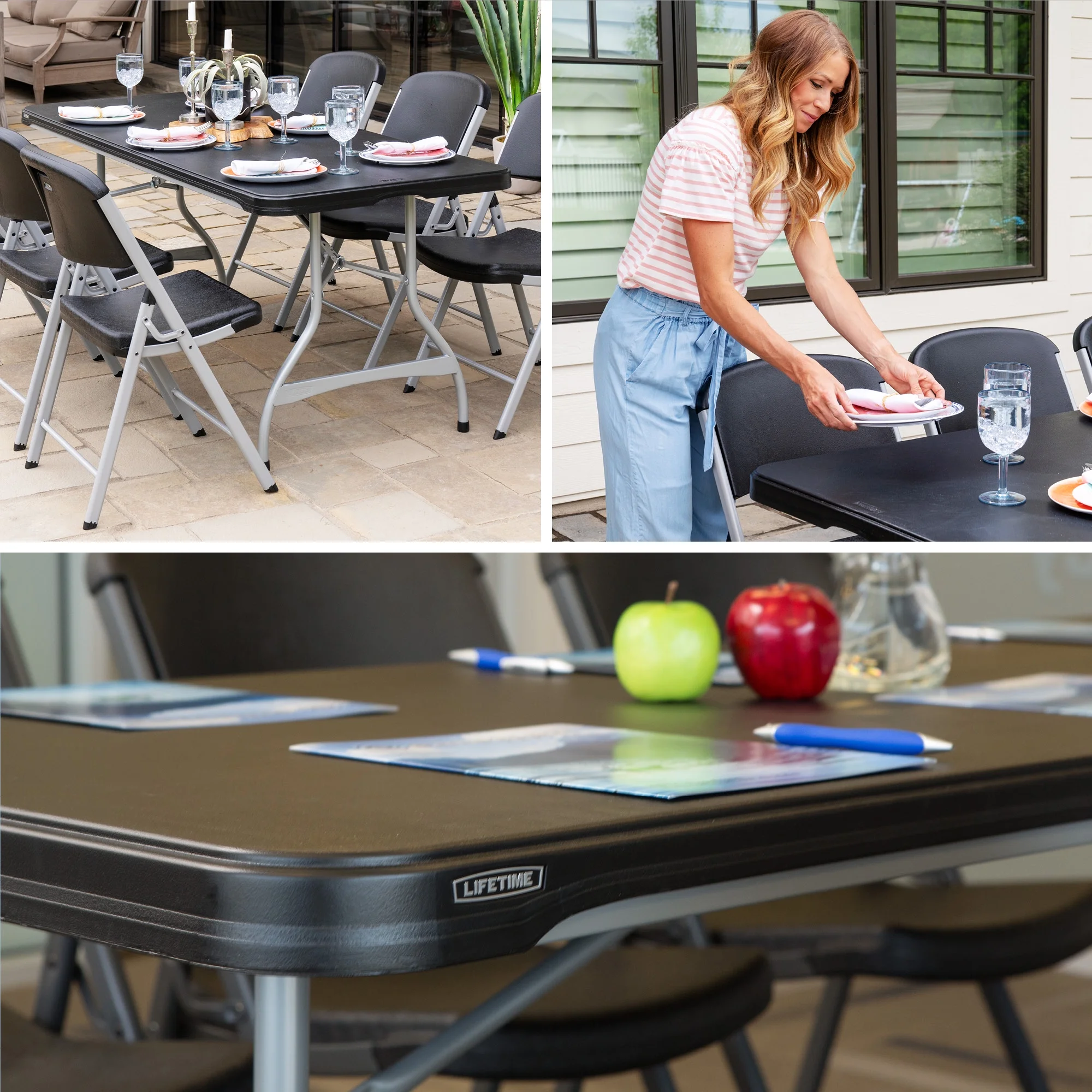 Lifetime 6 Foot Rectangle Folding Table, Indoor/Outdoor Commercial Grade, Black (280350)