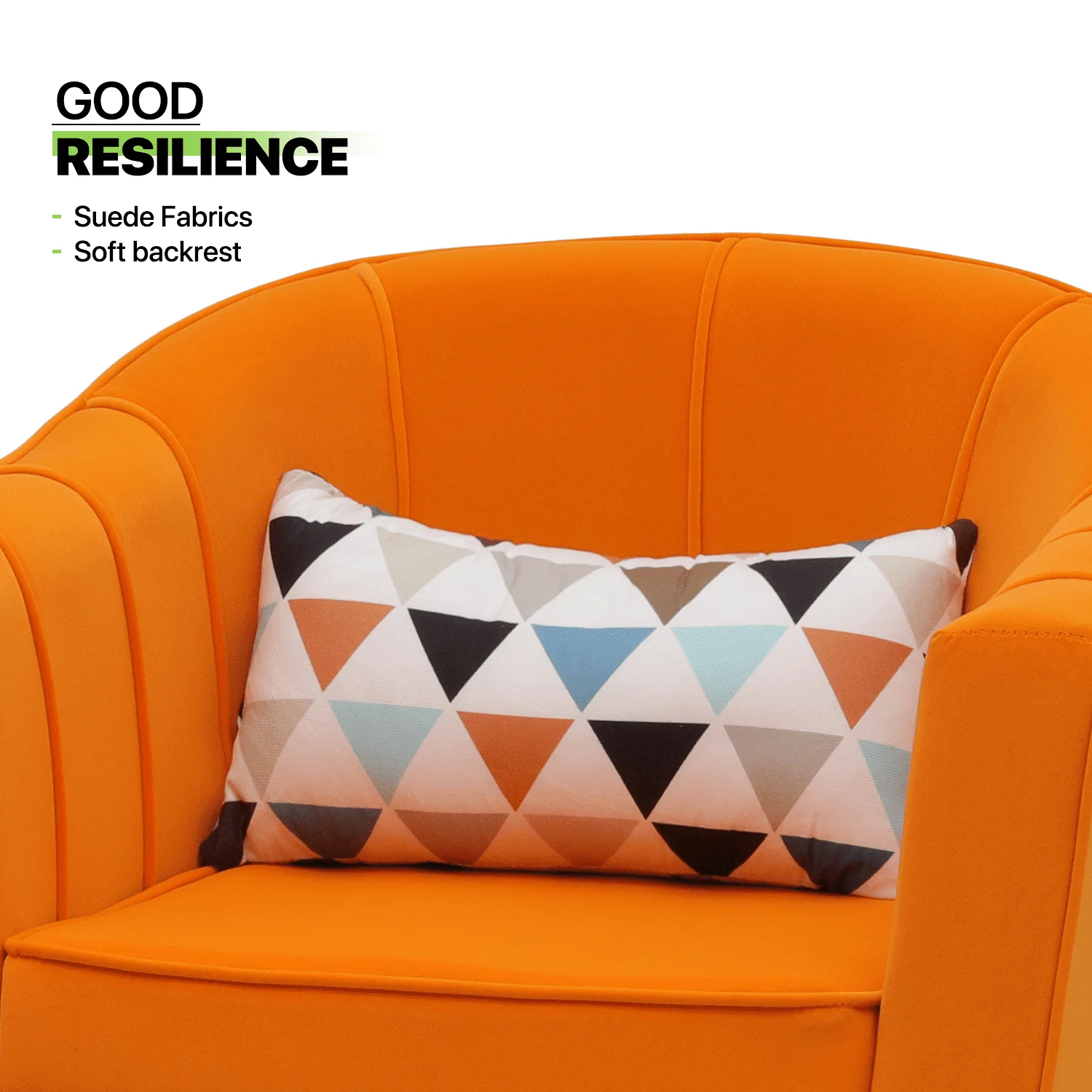 Magshion Accent Chair Upholstered Living Room Chair Comfy Reading Chair Modern Single Sofa with Cushion Lounge Arm Chair for Living Room Bedroom, Orange