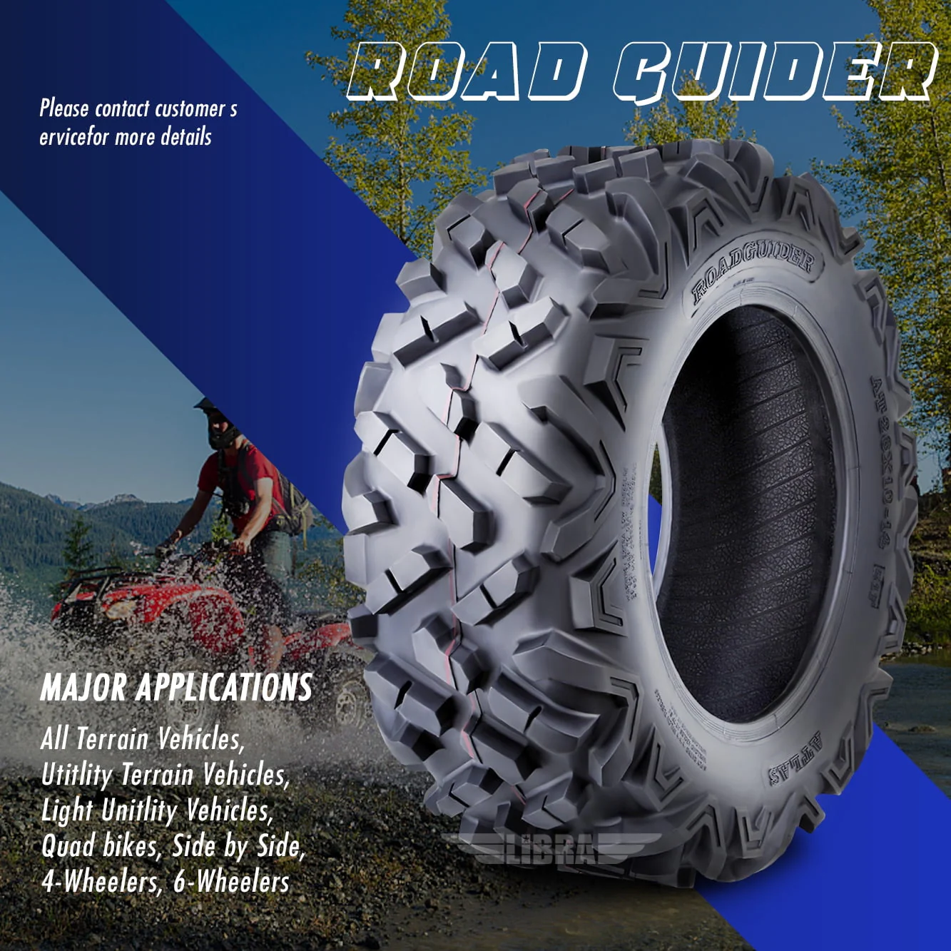 Set 4 Roadguider ATV UTV Tires 25x8-12 25x8x12 front & 25x10-12 25x10x12 Rear 6PR