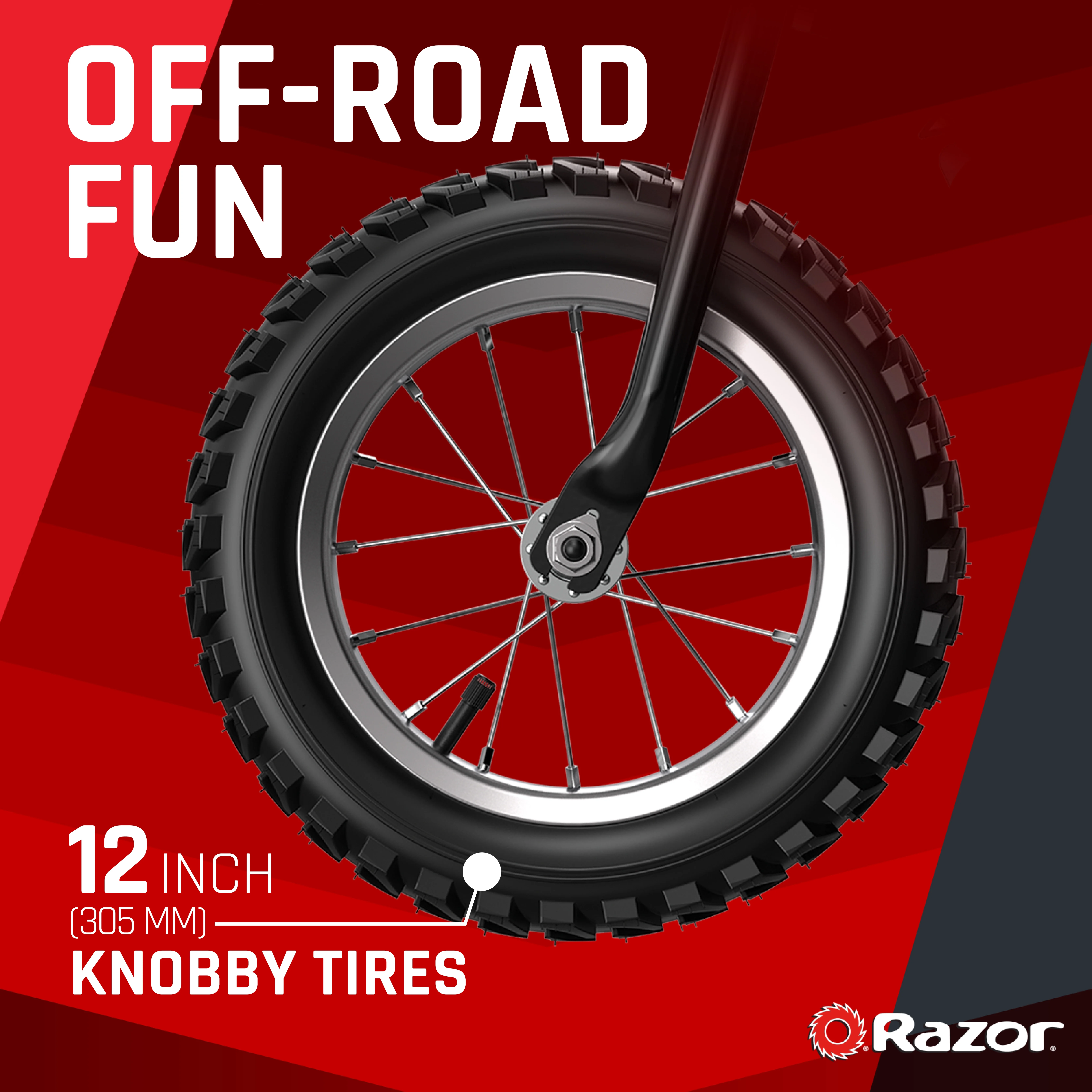 Razor Dirt Rocket MX125 Electric-Powered Dirt Bike - Black with Decal Included, for Child 5+