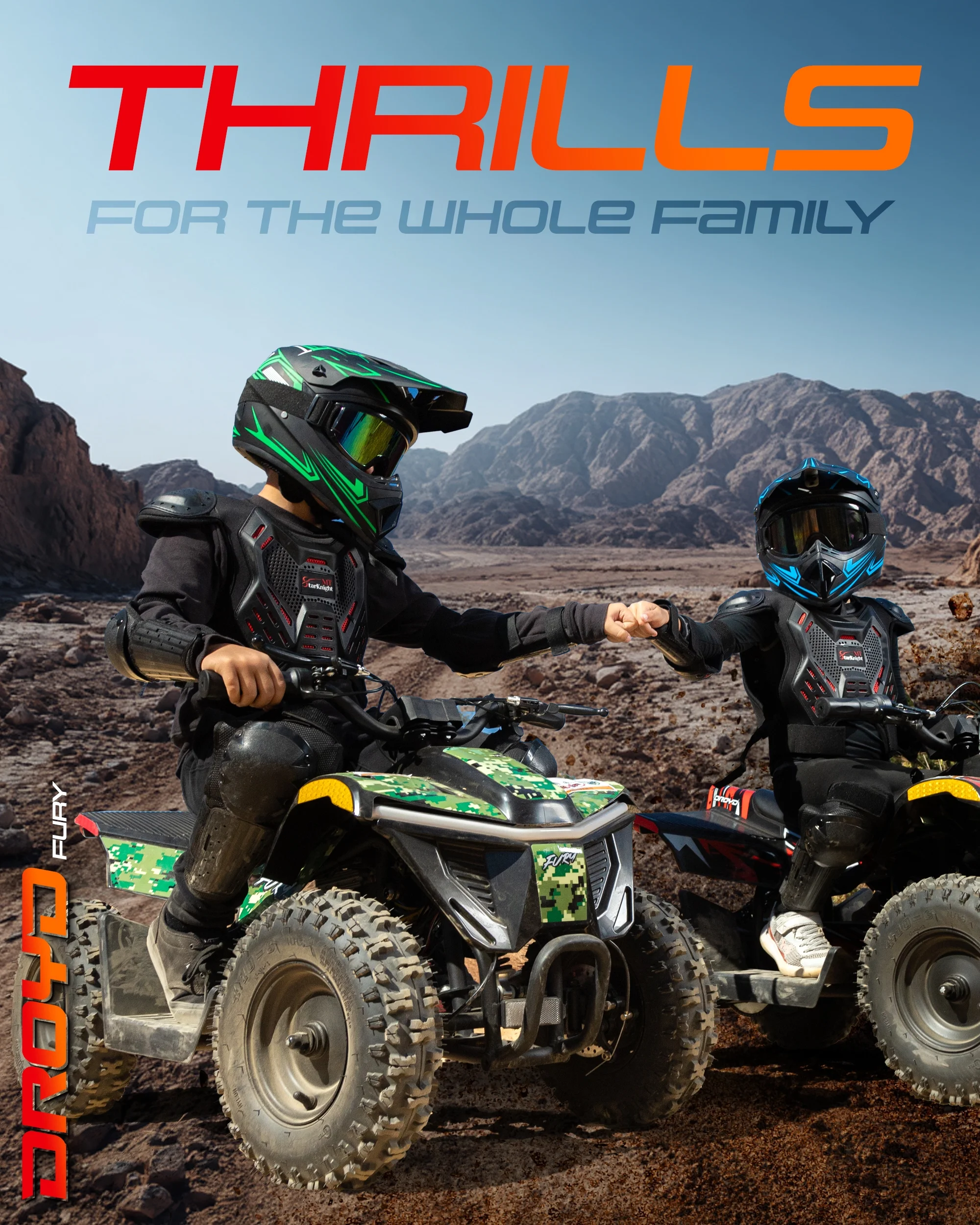 Droyd Fury Electric Youth ATV, 36V 500W Brushless Motor, Dual Suspension, Max Speed 15 mph, Offroad