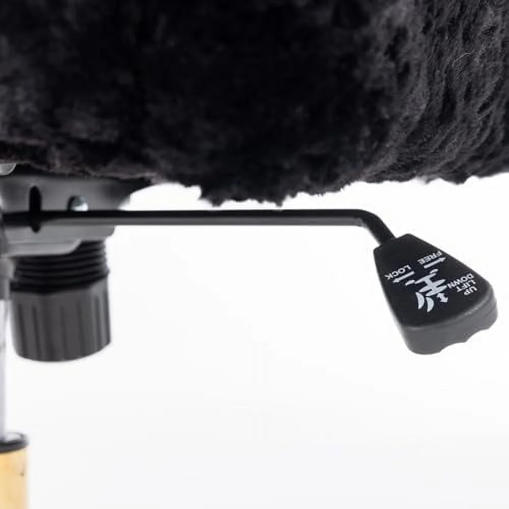 Fluffy Desk Chair,Height Adjustable Vanity Chair with Wheels,Comfortable Faux Fur Desk Chair with goldenn Base, Arm Chair for Bedroom,Living Room,Vanity,Office