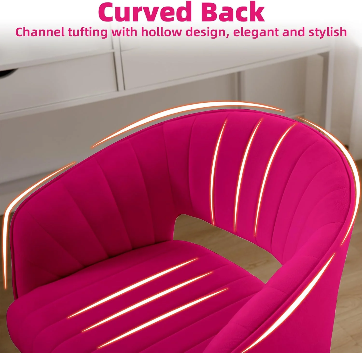 Westice Home Office Desk Chairs, Velvet Task Chair, Height Adjustable Swivel Vanity Chair with Golden Base for Vanity Study, Living Room Computer Room, Beige