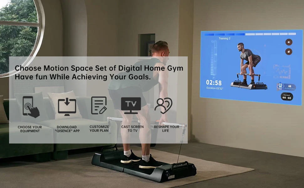 Motion Space Smart Trainer | 6 in 1 Home Gym Fitness Equipment, Adjustable Full Body Resistance Training, Workout Equipment with APP, Multifunctional Weightlifting with Eccentric, Isokinetic Modes