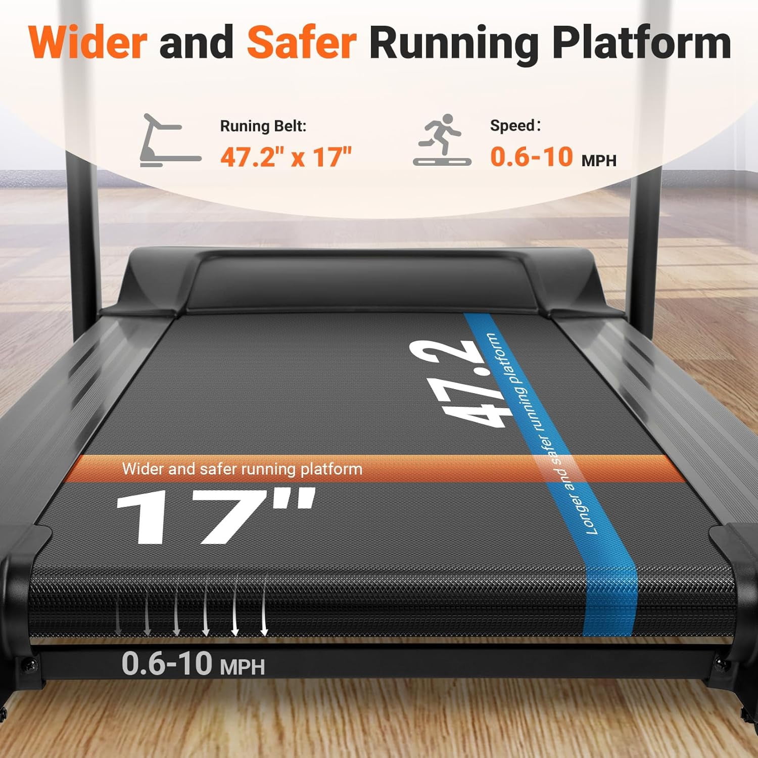 3.5HP Folding Treadmill, 300lb Capacity, 15 Levels Auto Incline Treadmills for Home Running and Walking Max 10MPH Speed Dprodo Foldable EleTreadmill Running Machine with APP & Bluetooth