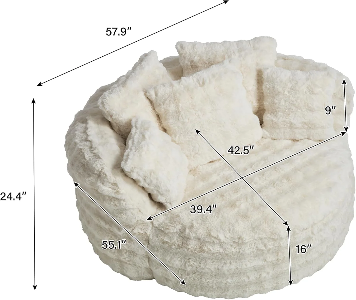 Wiilayok 58'' Oversized Chaise Lounge Chair Indoor,Thickened Backrest Sleeper Sofa Couch with Soft Pillows for Living Room, Gray