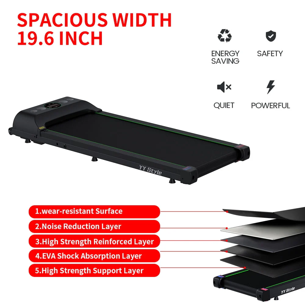 Under Desk Treadmill 2.5HP Slim Walking Treadmill 265LBS - Electric Treadmill with Remote Control LED Display, Running Walking Jogging for Home Office Use (Installation Free)