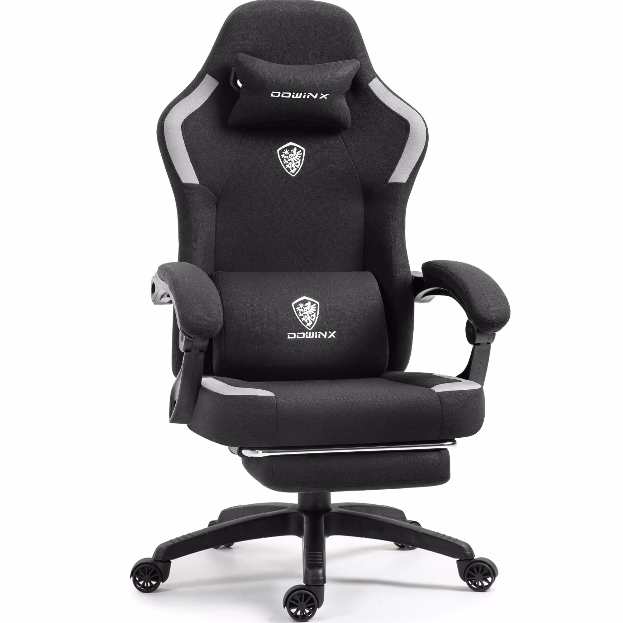 GOOSEA Fabric Gaming Chair with Pocket Spring Cushion, Breathable Computer Chair with Massage Lumbar Support and Footrest, High Back Office Chair for Adults, 300lbs, Grey