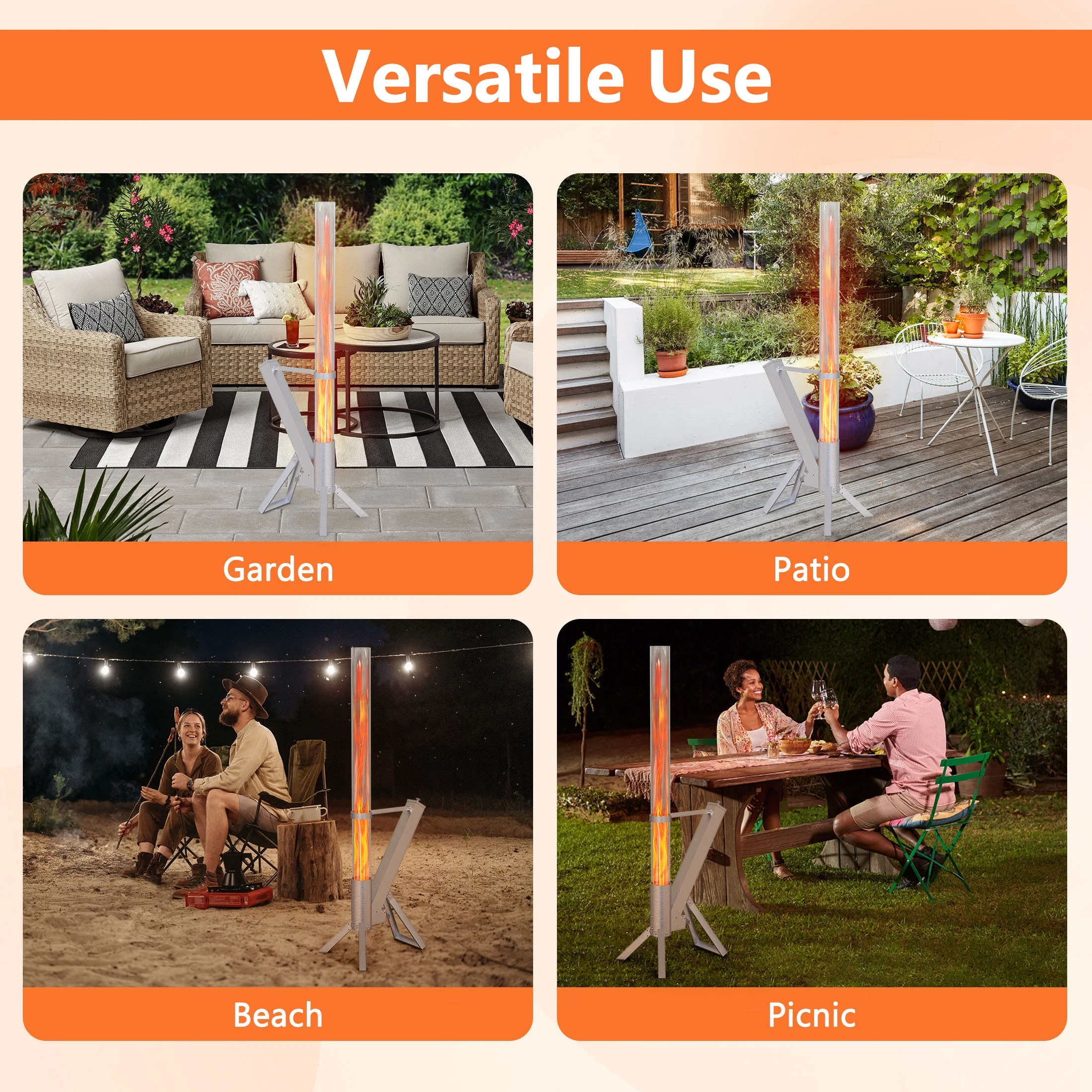 Yardmaster Pellet Rocket, Smokeless Patio Heater, 430 Stainless Steel Pellet Atmosphere Torch, Upgraded Ash Box & tripod Base, for Outdoor Patio Camping and Pooling