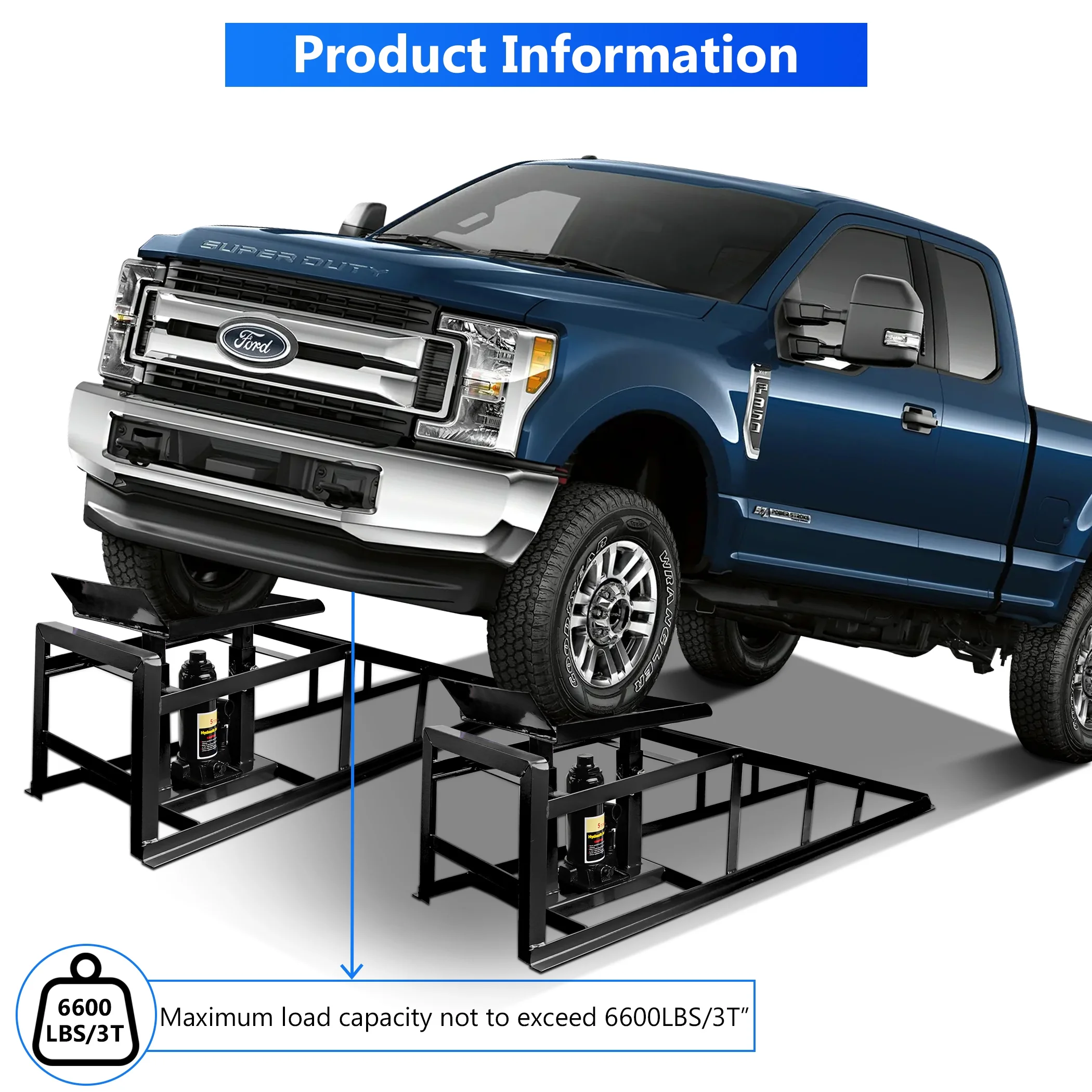 Lafati 2-Pack Hydraulic Car Ramps: Heavy-Duty Vehicle Ramps with 5T / 10000lbs Jack Load Capacity, Portable Design for Effortless Oil Changes and Car Lifts