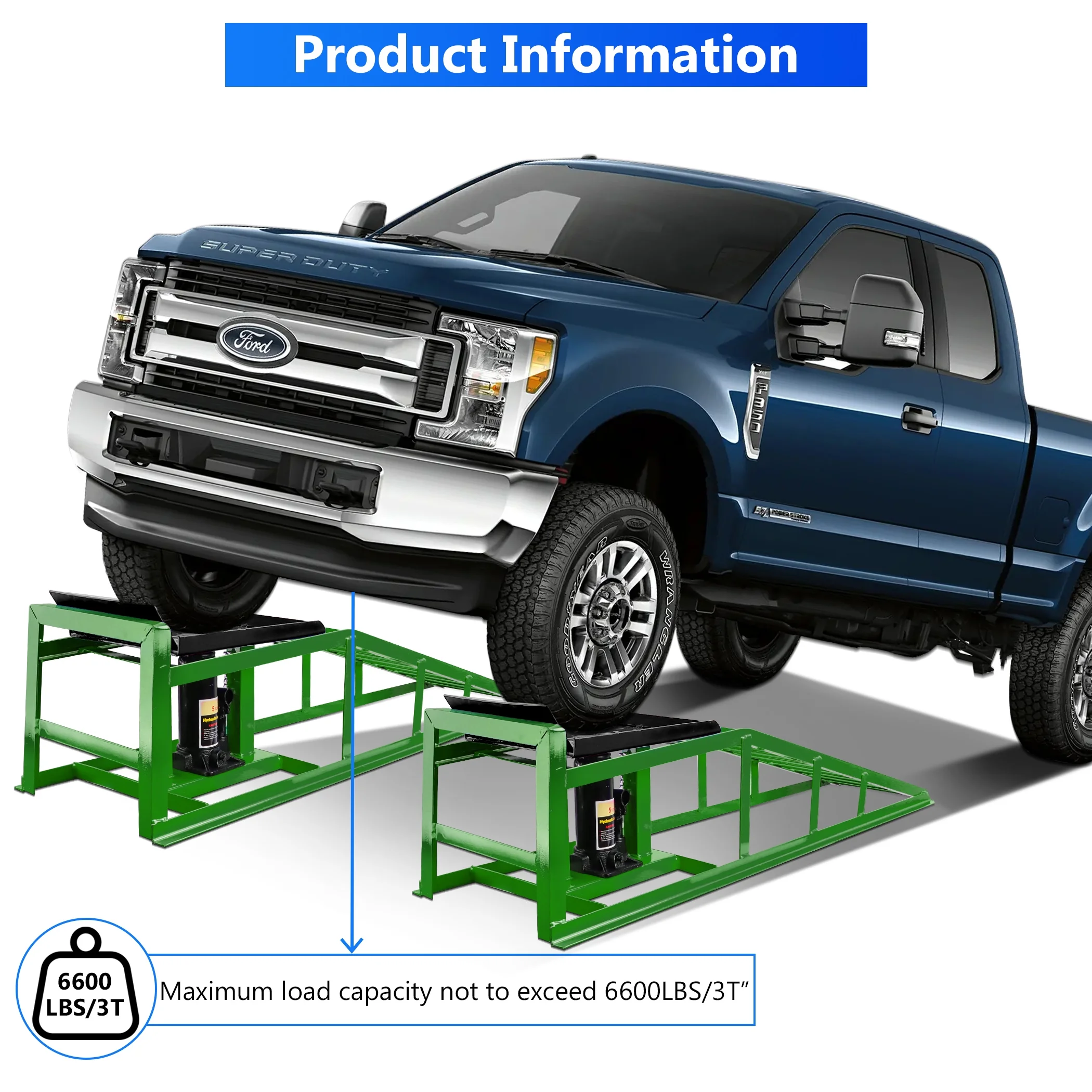 Lafati 2-Pack Hydraulic Car Ramps: Heavy-Duty Vehicle Ramps with 5T / 10000lbs Jack Load Capacity, Portable Design for Effortless Oil Changes and Car Lifts