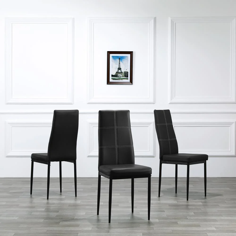 Ktaxon Set of 4 PU Leather Dining Side Chairs with Padded Seat High Back Design Dining Chairs for Kitchen Dining Room Home Furniture, Black