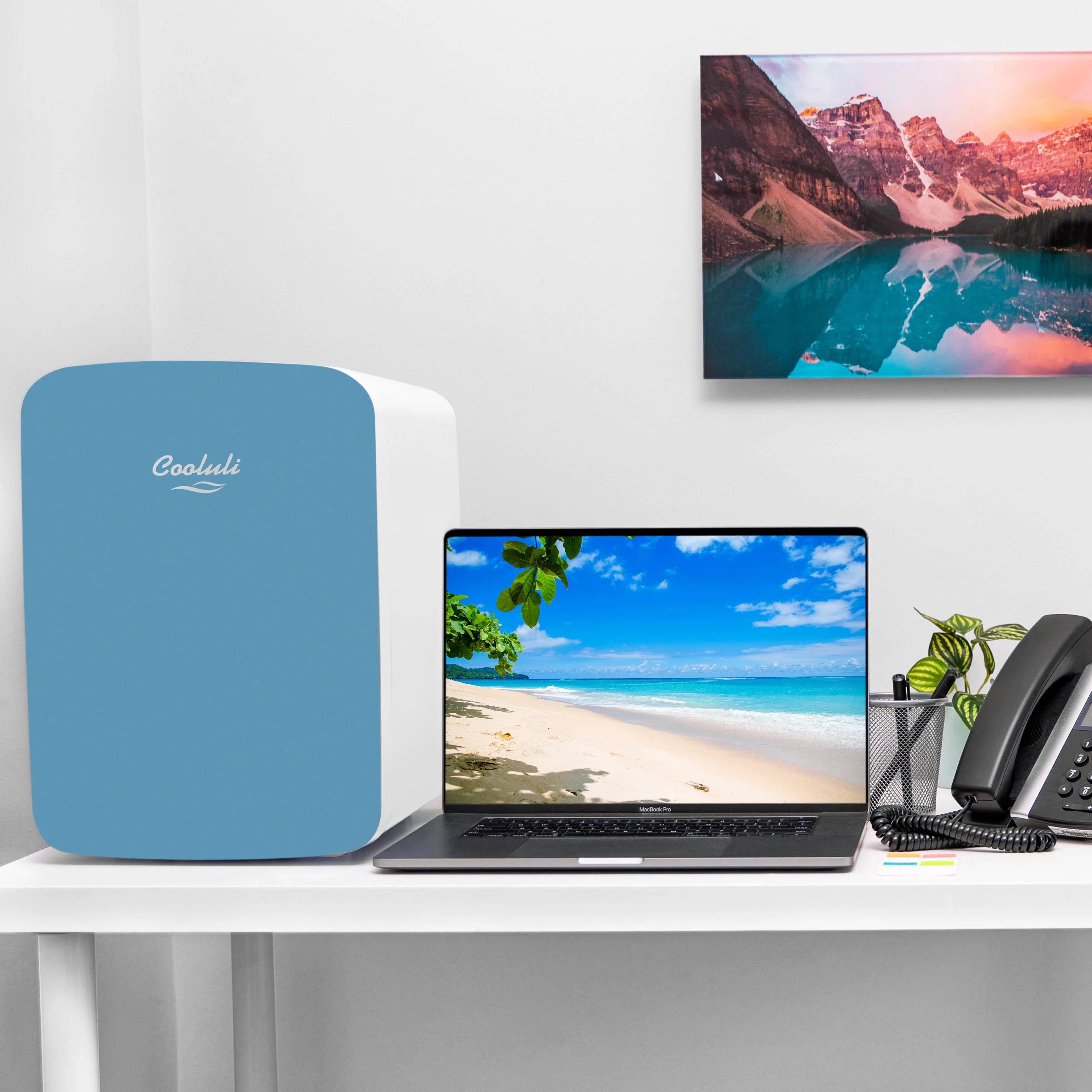 Cooluli Infinity Black 15 Liter Compact Portable Cooler Warmer Mini Fridge for Bedroom, Office, Dorm, Car - Great for Skincare & Cosmetics (110-240V/12V)