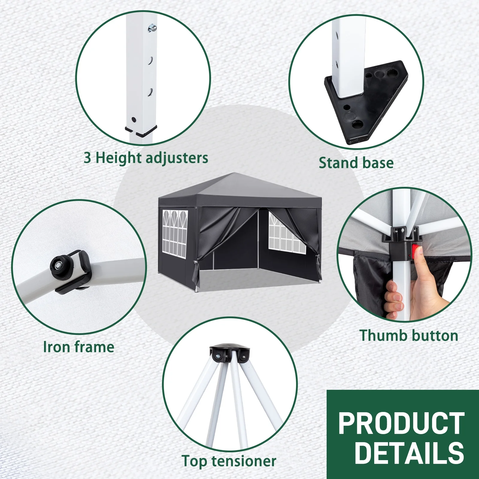 Ktaxon 10'x10' Pop Up Gazebo Canopy Wedding Party Tent with 4 Sidewalls Gray