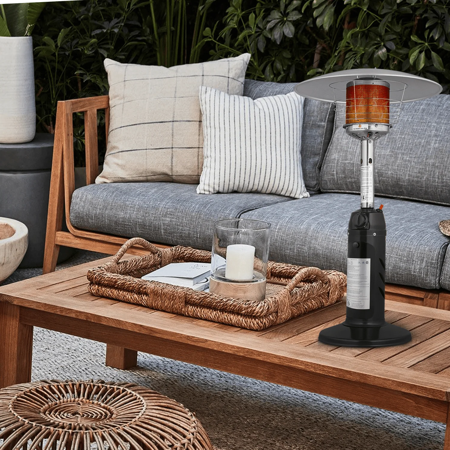 Magshion 11,000 BTU Stainless Steel Patio Heater Portable Propane Gas Standing Tabletop Patio Heater with Pilot Light for Outside Garden, Black