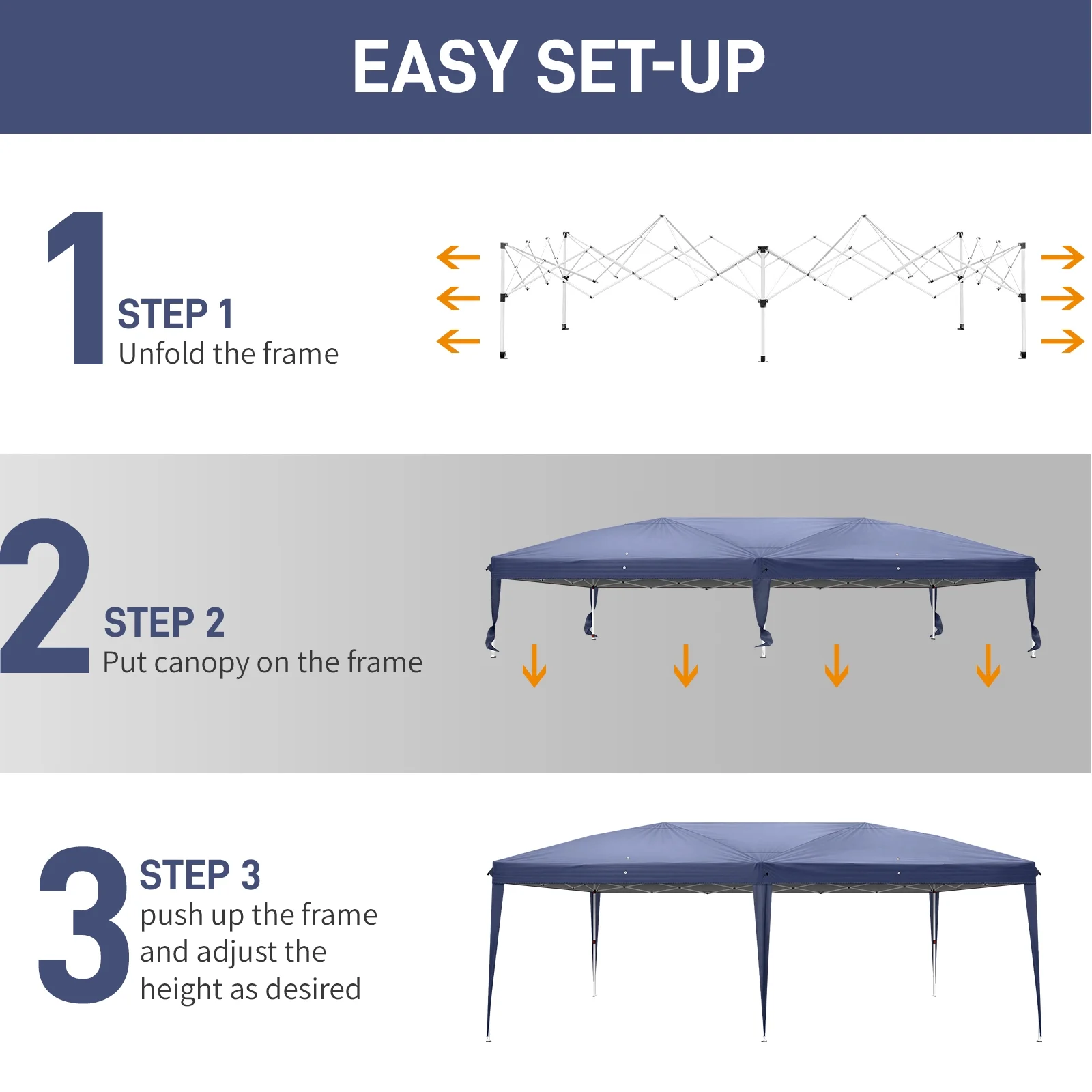 Zimtown 10'x20' Ez Pop up Backyard Canopy Heavy Duty Blue W/6 Sides