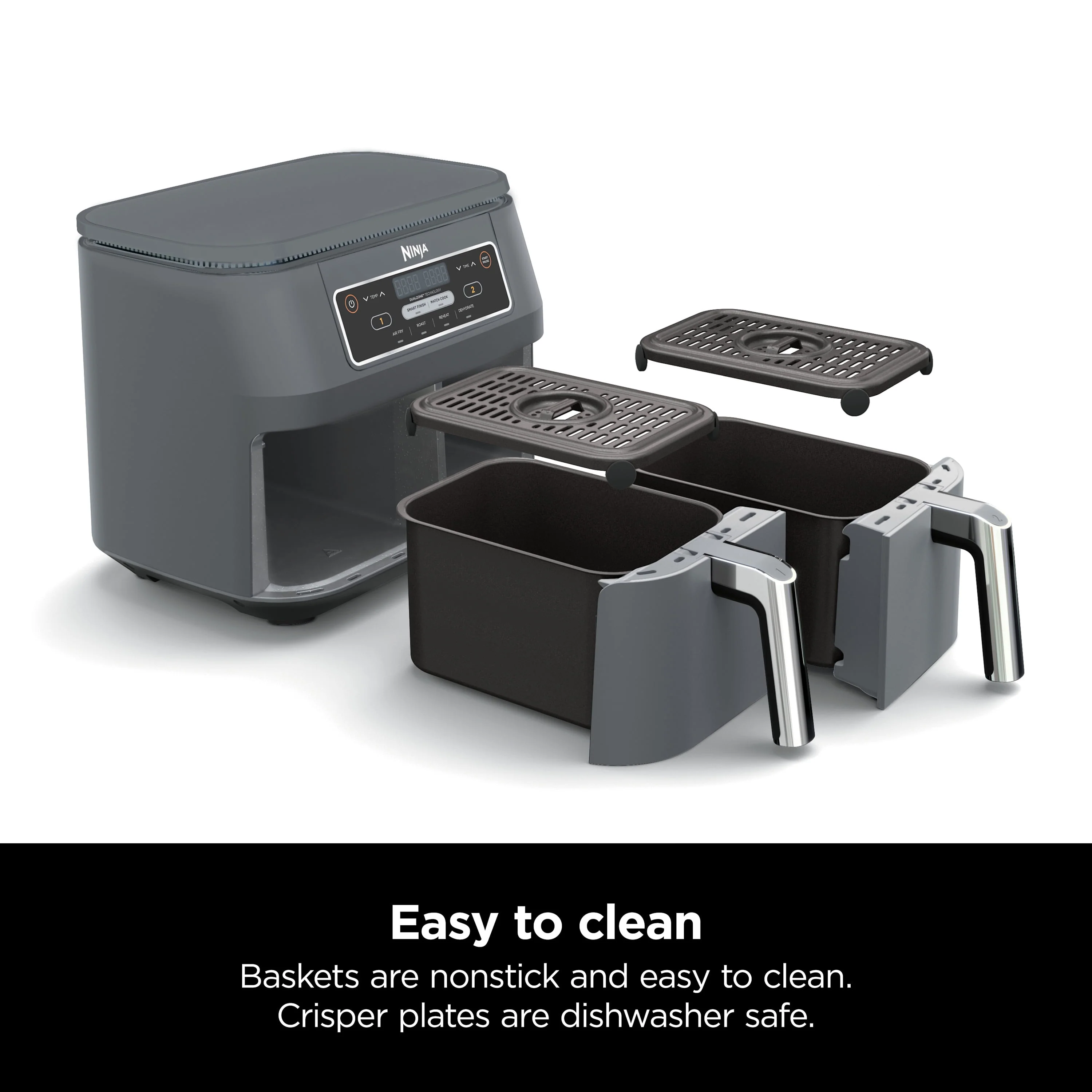 Ninja Foodi 4 in1 8-Quart. 2 Basket Air Fryer with DualZone Technology Air Fry, Roast, and More, DZ100WM