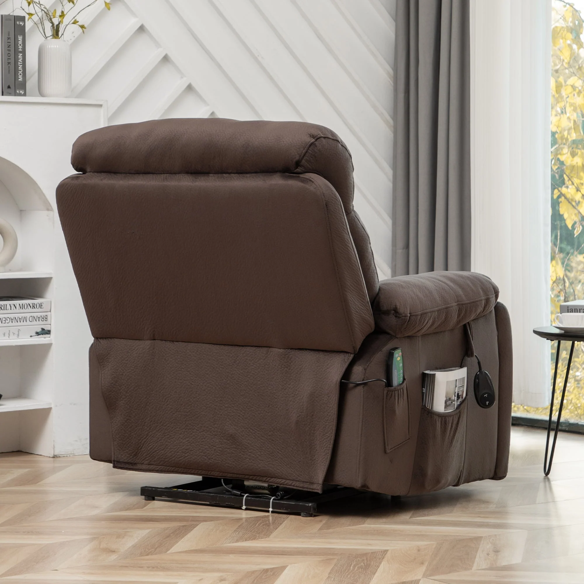 uhomepro Oversized Massage Recliner Chair with Heat, Large Electric Power Lift Recliner Chair for Big and Tall and Elderly with Hidden Cup Holder, 5 Vibration Modes, 330lb, Dark Brown