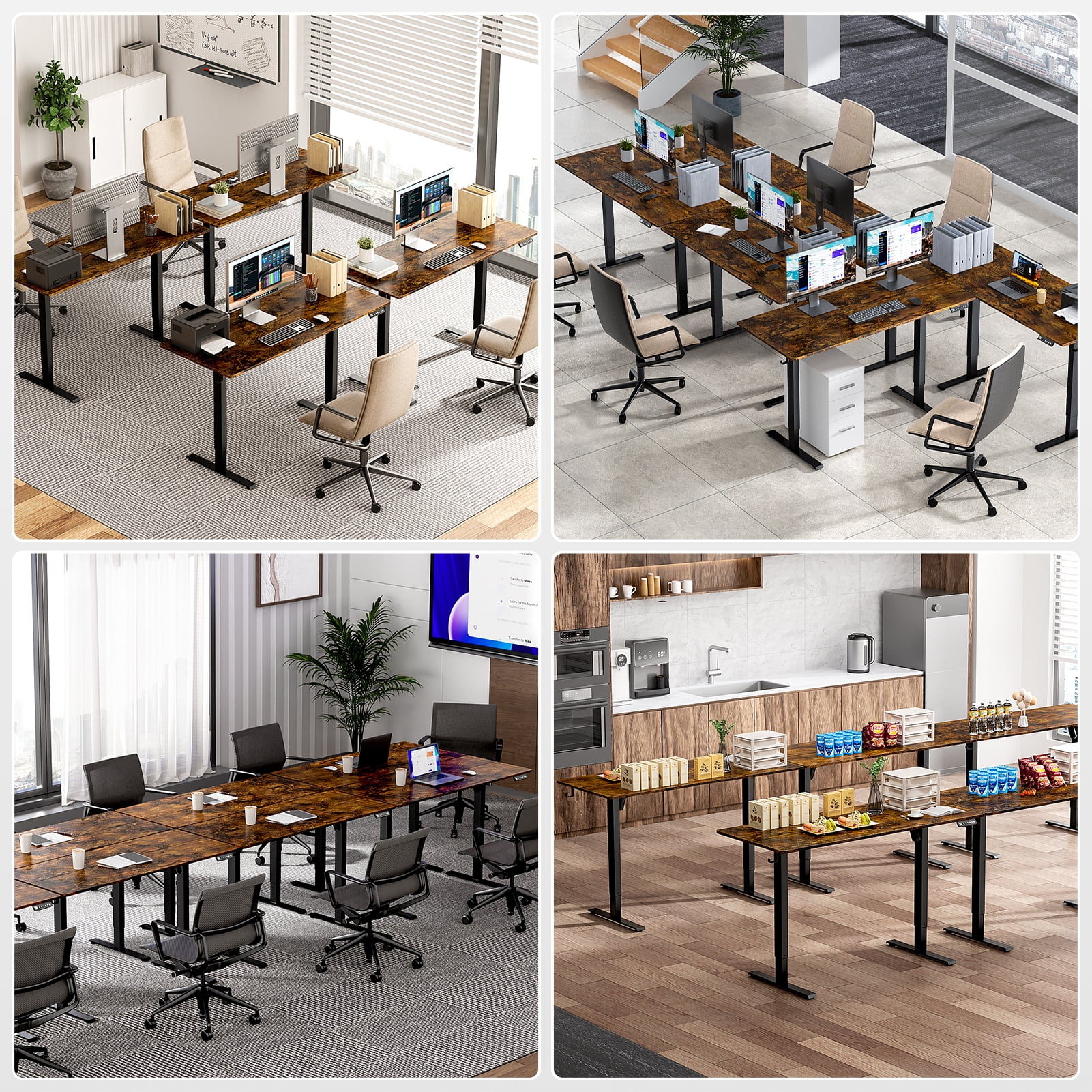 VVENACE Electric Standing Desk Height Adjustable Desk 48 inch 4 Memory Height Ergonomic Sit Stand up Desk for Home Office, White, 2 Split Boards