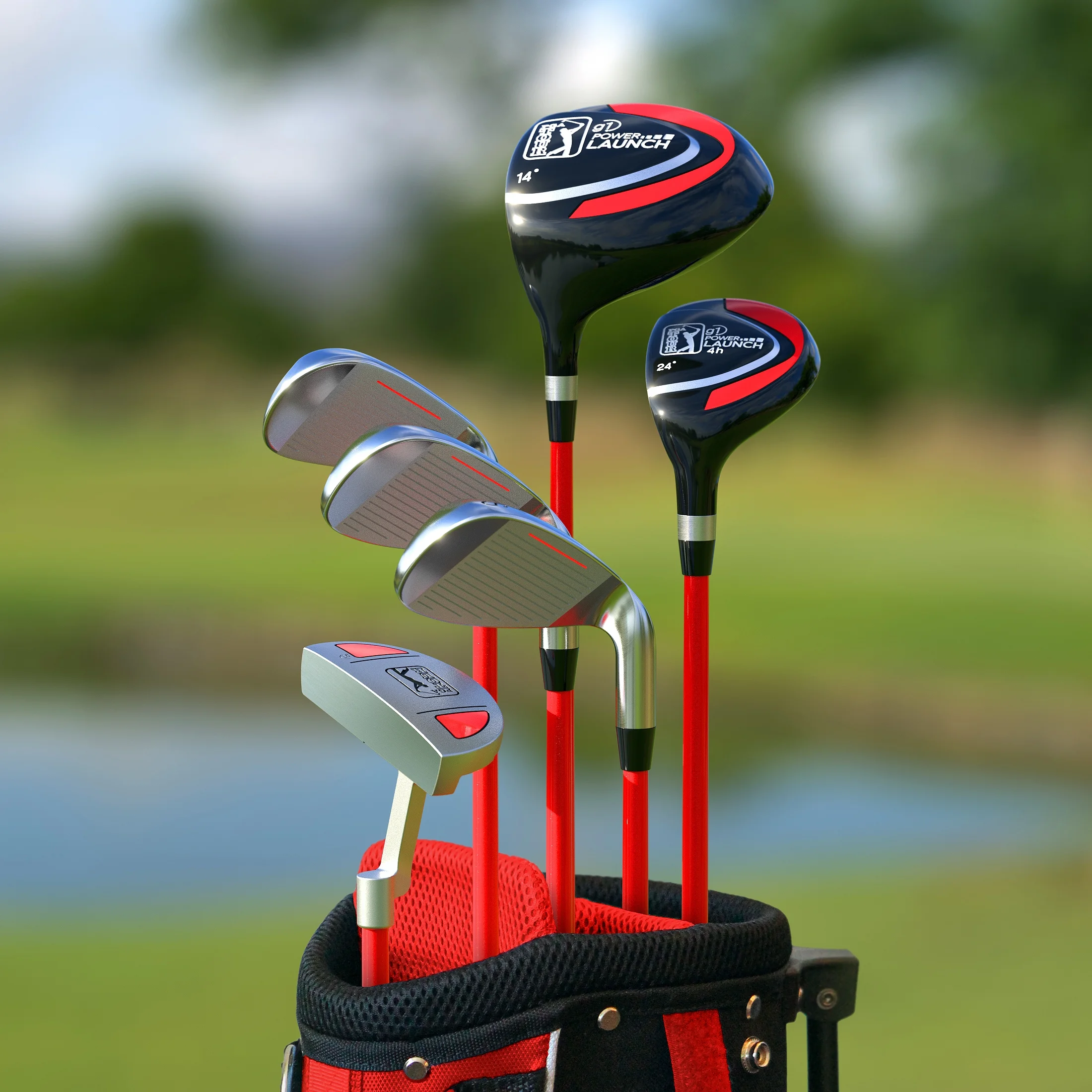 PGA Tour Right-Handed 10 Piece Kids Golf Club Stand Bag Set; Player Height 4'8 - 5'2