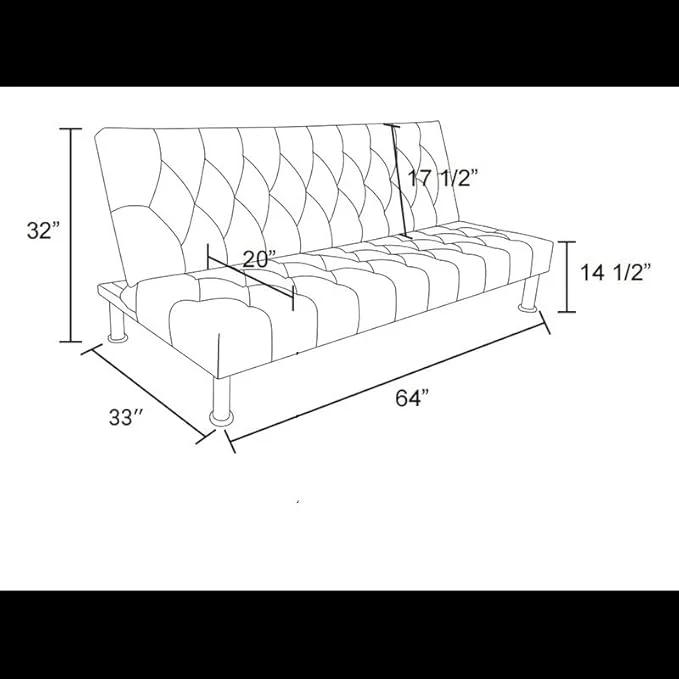 Couches for Living Room Upholstered Convertible Folding Futon Sofa Bed Modern Small Faux Leather Sleeper Sofa Love Seat for Bedroom, Apartment, Black