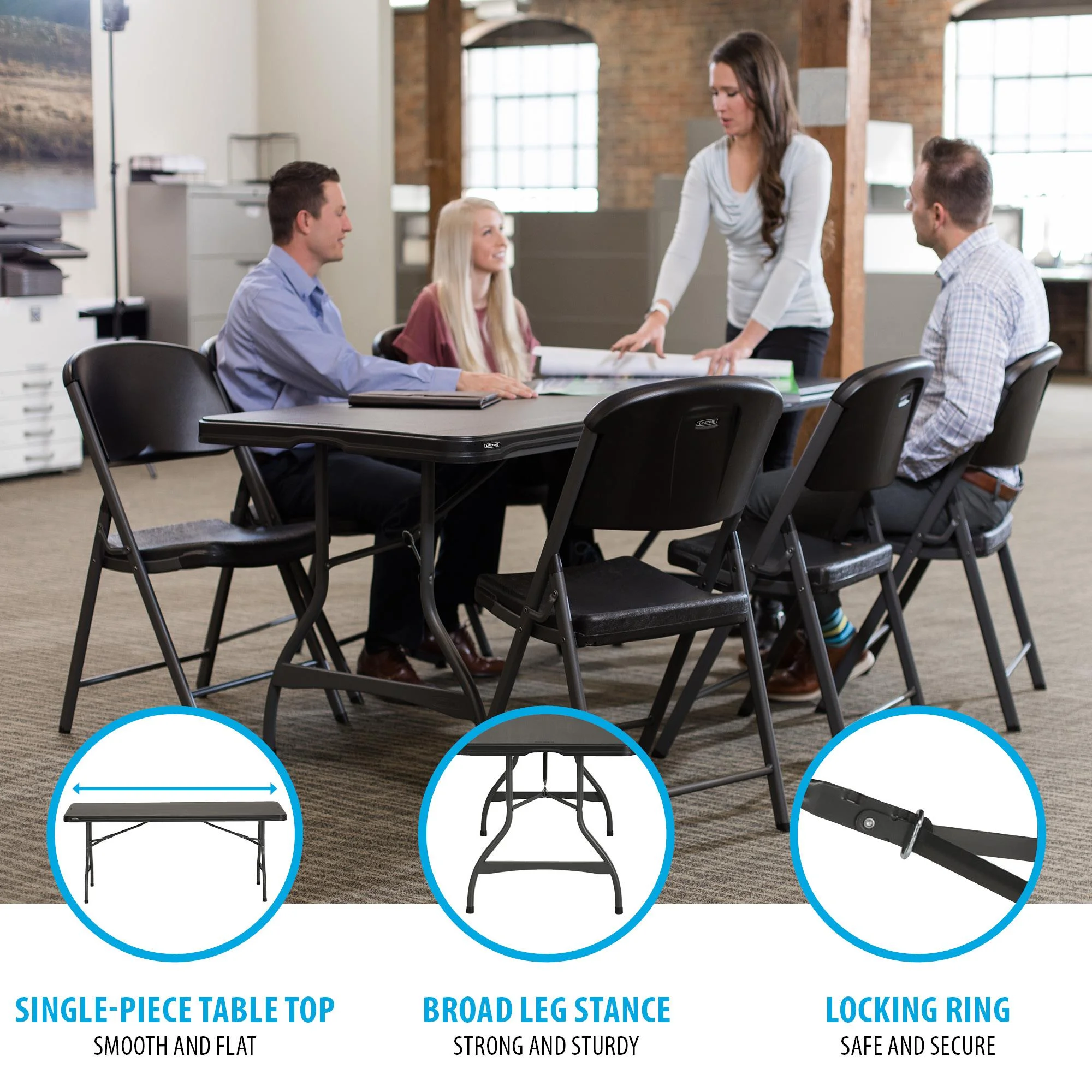 Lifetime 6 Foot Rectangle Folding Table, Indoor/Outdoor Commercial Grade, Black (280350)