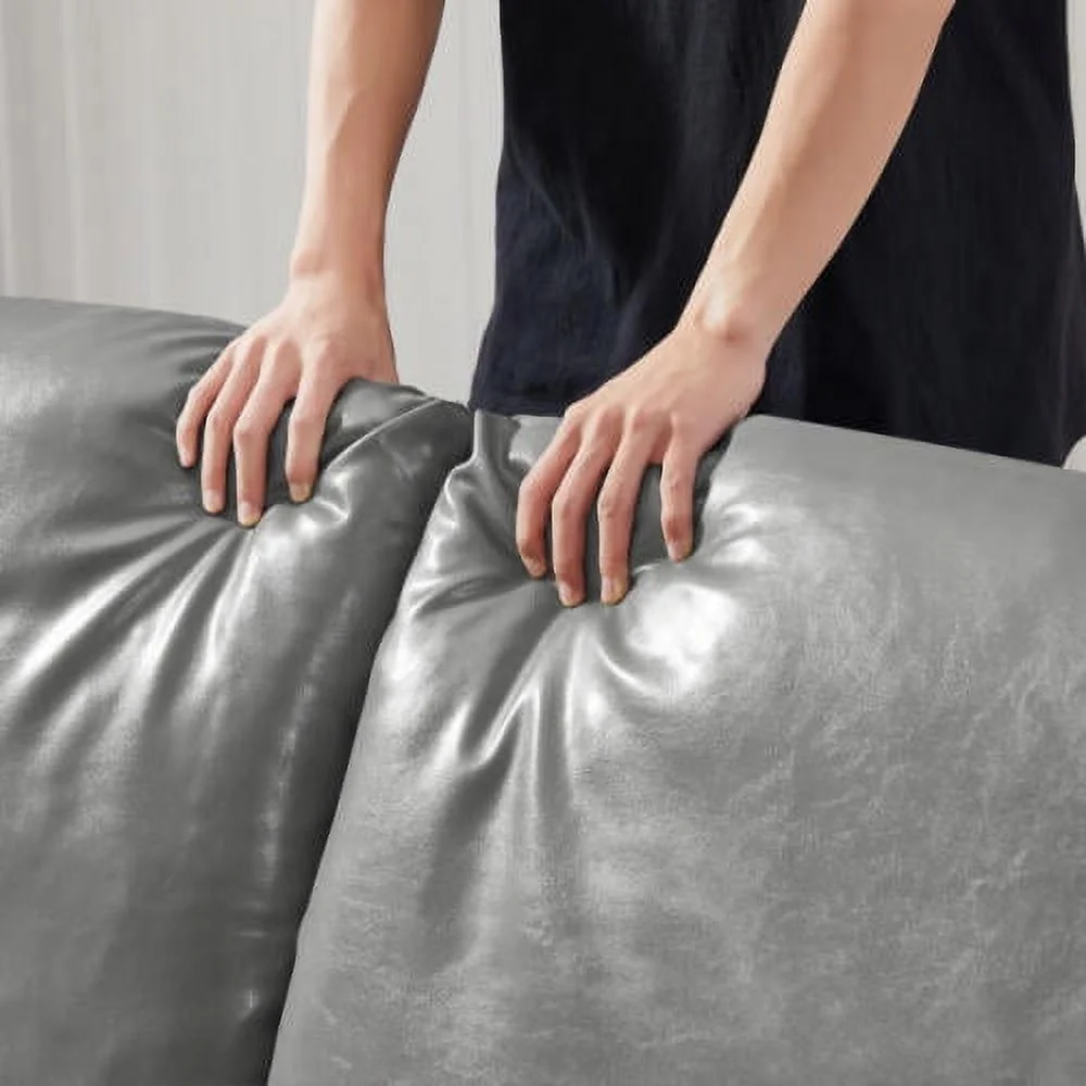 Leather Accent Chair,PU Leather Armchair Single Sofa Chair with Extra-Thick Padded Backrest and Seat Cushion,Living Room Chair with Metal Frame Extra-Large Lounge Chair for Living Room Bedroom,Gray